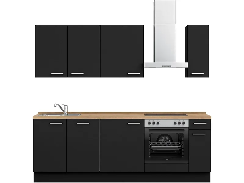 Komplette Küche MODUSET TOUCH CLASSIC Schwarz 60x240cm