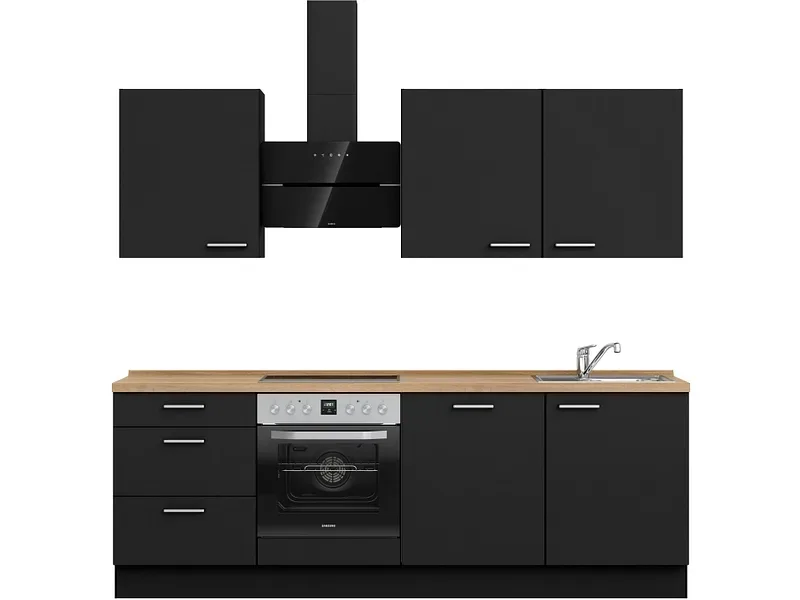 Komplette Küche MODUSET TOUCH PREMIUM Schwarz 60x240cm