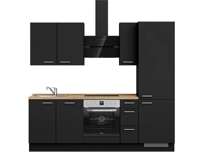 Komplette Küche MODUSET TOUCH PREMIUM Schwarz 60x240cm