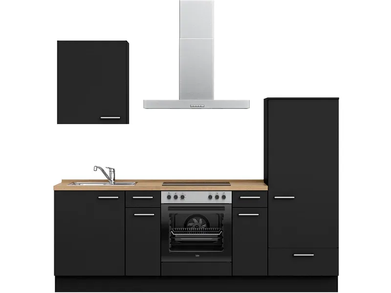 Komplette Küche MODUSET TOUCH CLASSIC Schwarz 60x240cm
