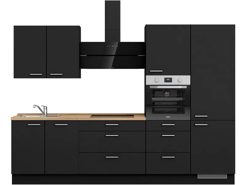 Komplette Küche MODUSET TOUCH PREMIUM Schwarz 60x300cm