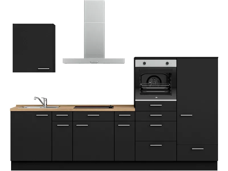Komplette Küche MODUSET TOUCH CLASSIC Schwarz 60x300cm