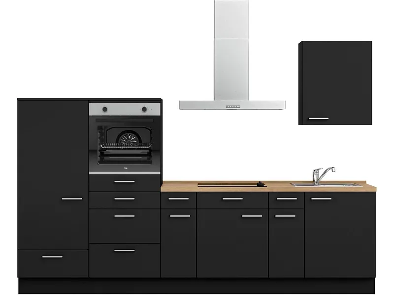 Komplette Küche MODUSET TOUCH CLASSIC Schwarz 60x300cm