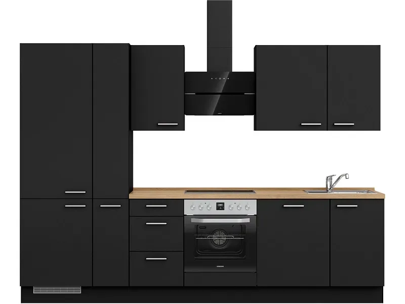 Komplette Küche MODUSET TOUCH PREMIUM Schwarz 60x300cm