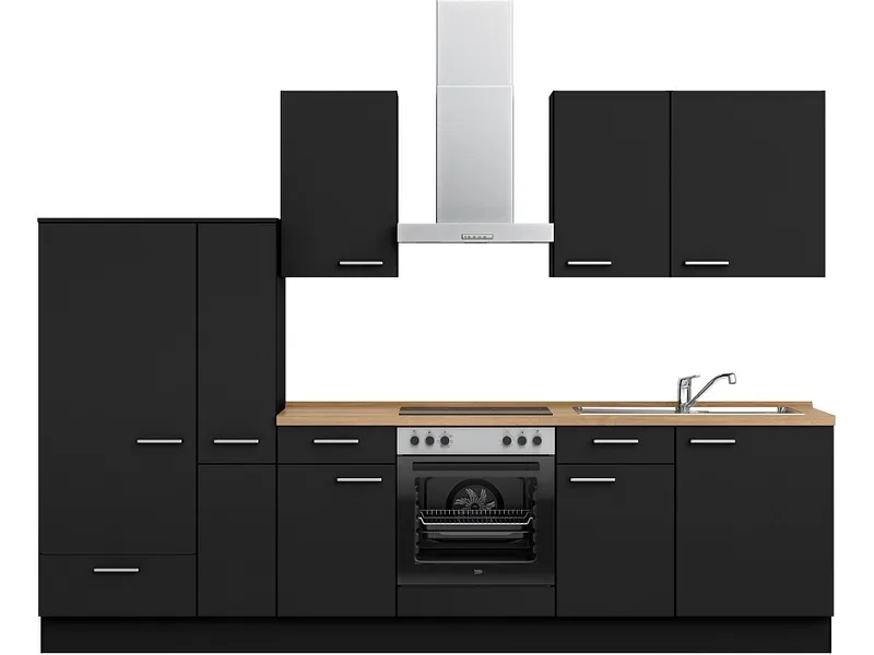 Komplette Küche MODUSET TOUCH CLASSIC Schwarz 60x300cm