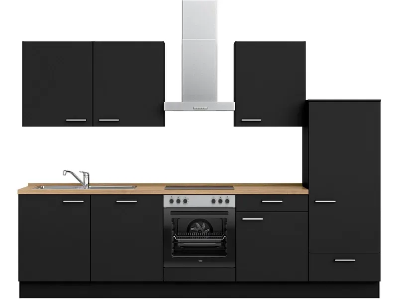 Komplette Küche MODUSET TOUCH CLASSIC Schwarz 60x300cm
