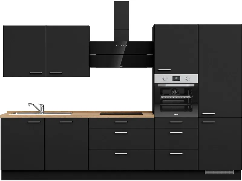 Komplette Küche MODUSET TOUCH PREMIUM Schwarz 60x330cm