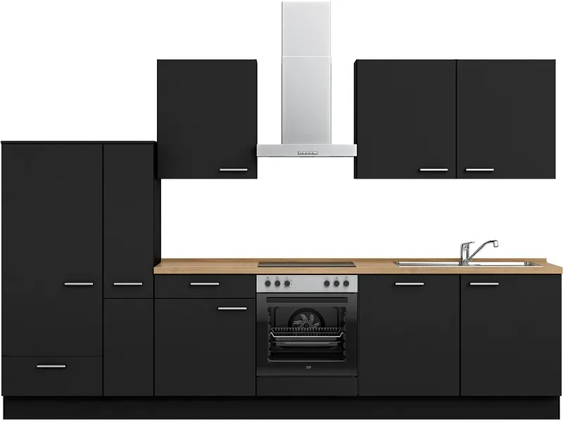Komplette Küche MODUSET TOUCH CLASSIC Schwarz 60x330cm
