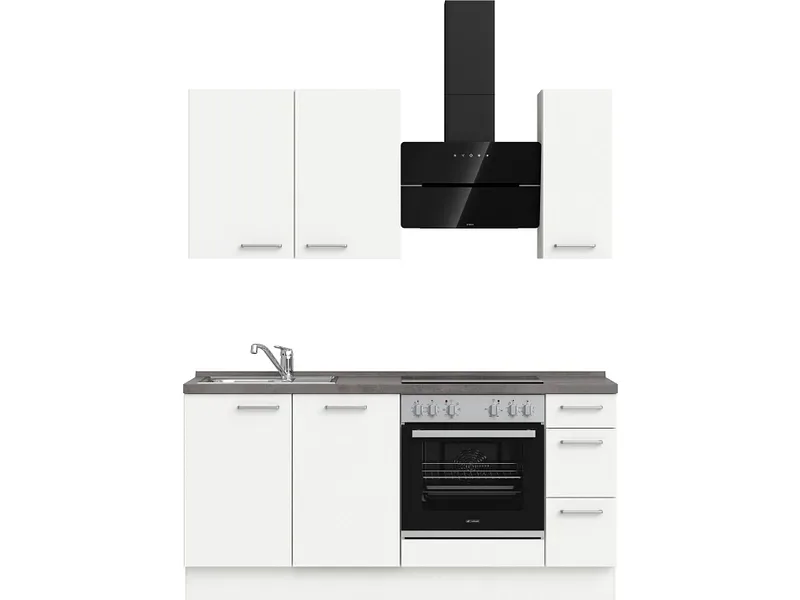 Komplette Küche MODUSET TOUCH PREMIUM Alpinweiß 60x180cm
