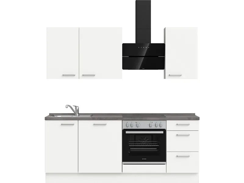 Komplette Küche MODUSET TOUCH PREMIUM Alpinweiß 60x210cm
