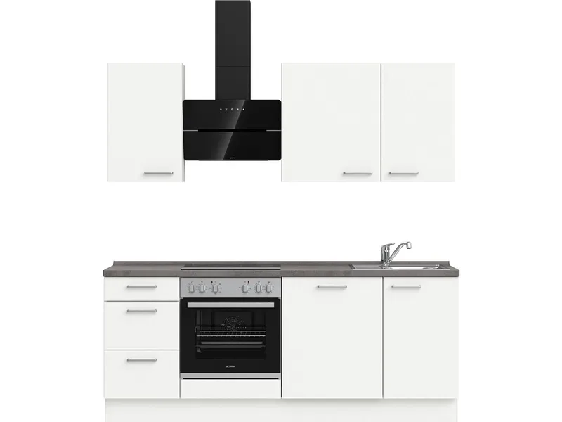 Komplette Küche MODUSET TOUCH PREMIUM Alpinweiß 60x210cm
