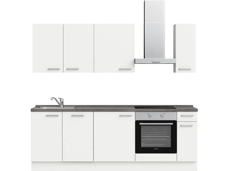 Komplette Küche MODUSET TOUCH CLASSIC Alpinweiß 60x240cm