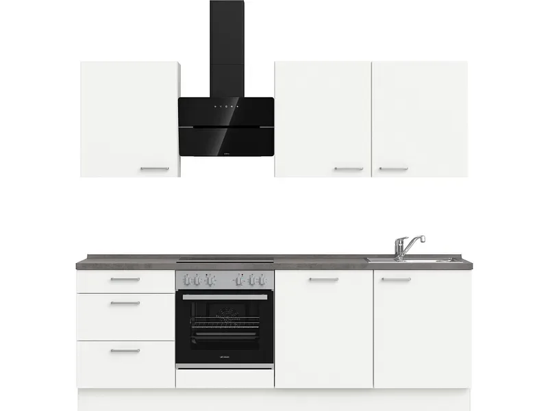 Komplette Küche MODUSET TOUCH PREMIUM Alpinweiß 60x240cm