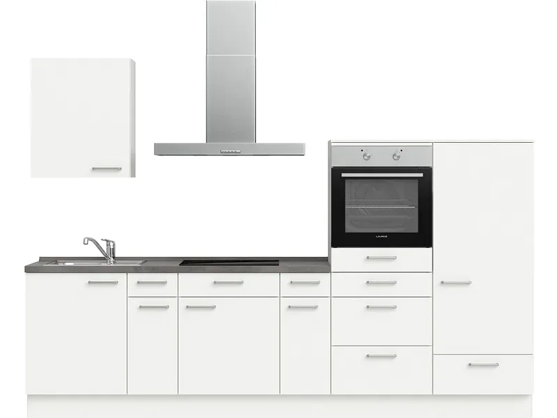 Komplette Küche MODUSET TOUCH CLASSIC Alpinweiß 60x300cm