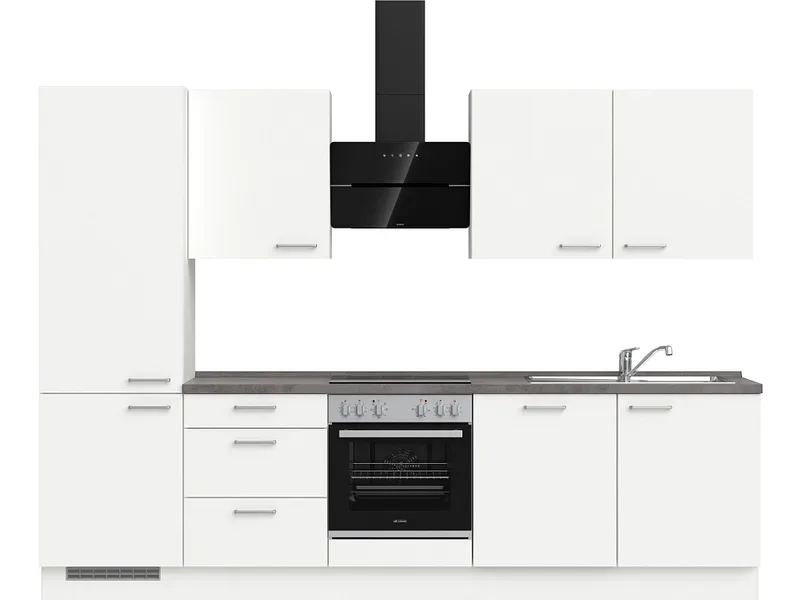 Komplette Küche MODUSET TOUCH PREMIUM Alpinweiß 60x300cm