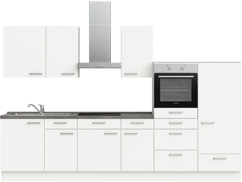 Komplette Küche MODUSET TOUCH CLASSIC Alpinweiß 60x330cm
