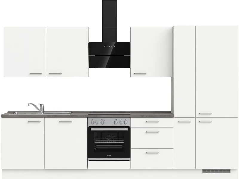 Komplette Küche MODUSET TOUCH PREMIUM Alpinweiß 60x330cm