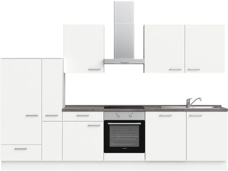 Komplette Küche MODUSET TOUCH CLASSIC Alpinweiß 60x330cm