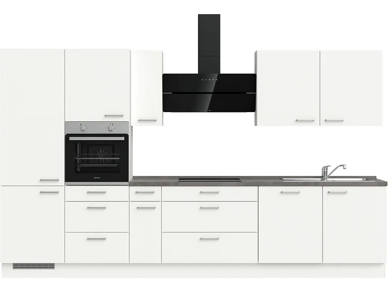 Komplette Küche MODUSET TOUCH PREMIUM Alpinweiß 60x360cm