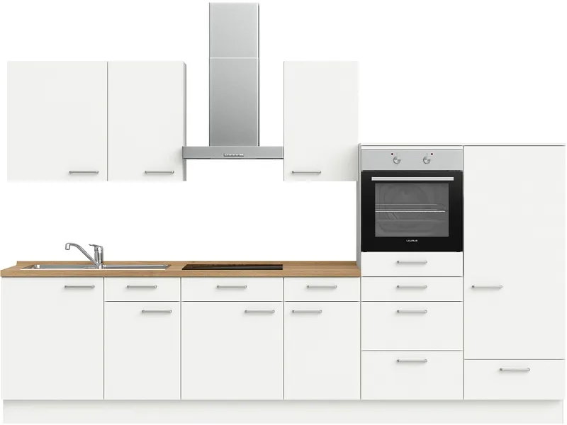 Komplette Küche MODUSET TOUCH CLASSIC Alpinweiß 60x330cm