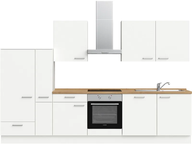 Komplette Küche MODUSET TOUCH CLASSIC Alpinweiß 60x330cm