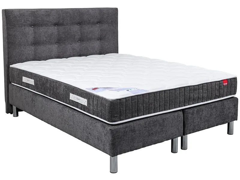Boxspringbett EPEDA COURCHEVEL chenillegrau 160x200cm fest