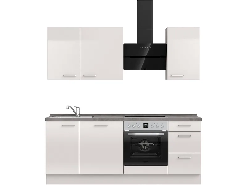 Komplette Küche MODUSET FLASH PREMIUM Seidengrau 60x210cm