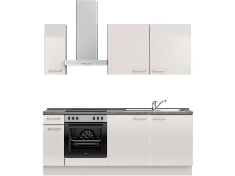 Komplette Küche MODUSET FLASH CLASSIC Seidengrau 60x210cm