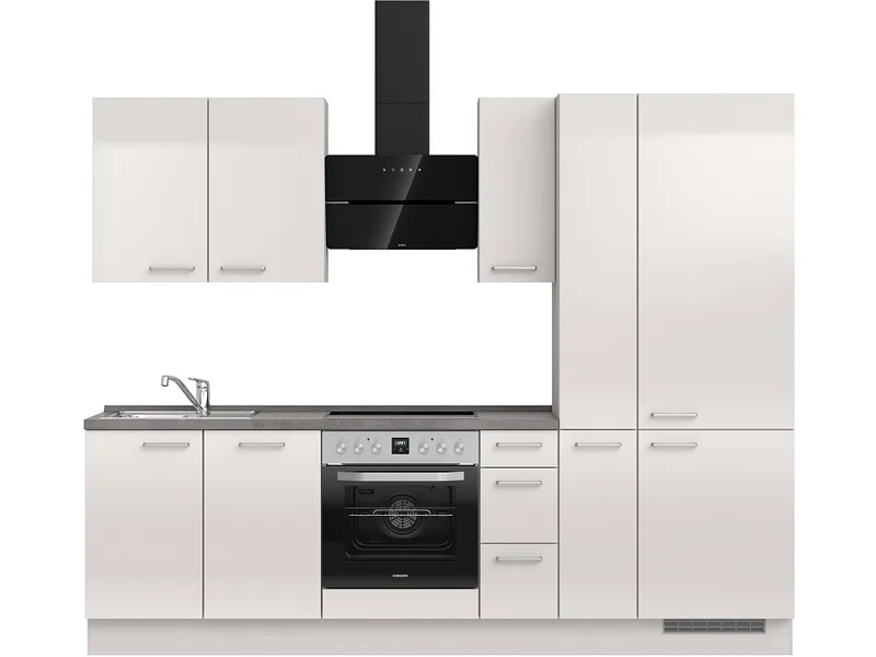 Komplette Küche MODUSET FLASH PREMIUM Seidengrau 60x270cm