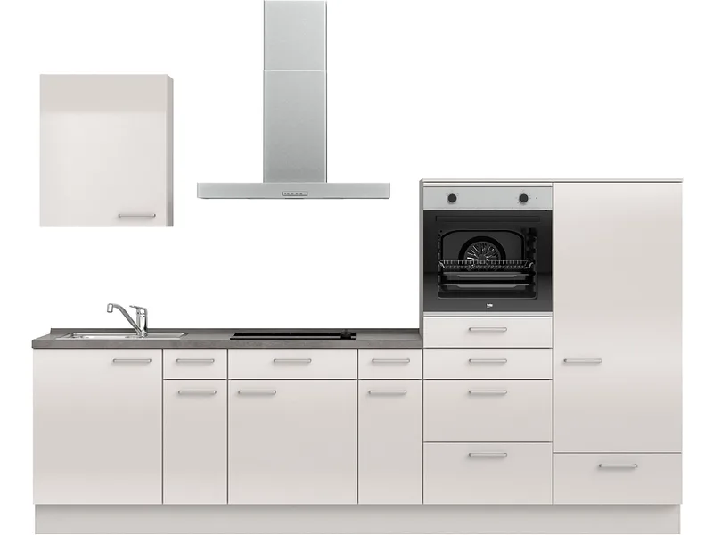 Komplette Küche MODUSET FLASH CLASSIC Seidengrau 60x300cm