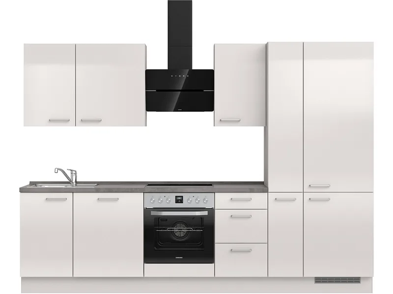Komplette Küche MODUSET FLASH PREMIUM Seidengrau 60x300cm