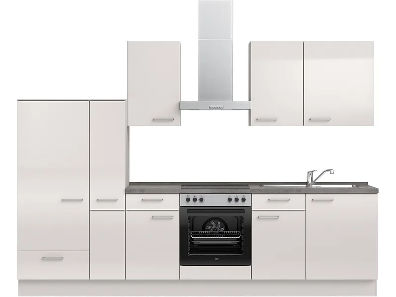 Komplette Küche MODUSET FLASH CLASSIC Seidengrau 60x300cm