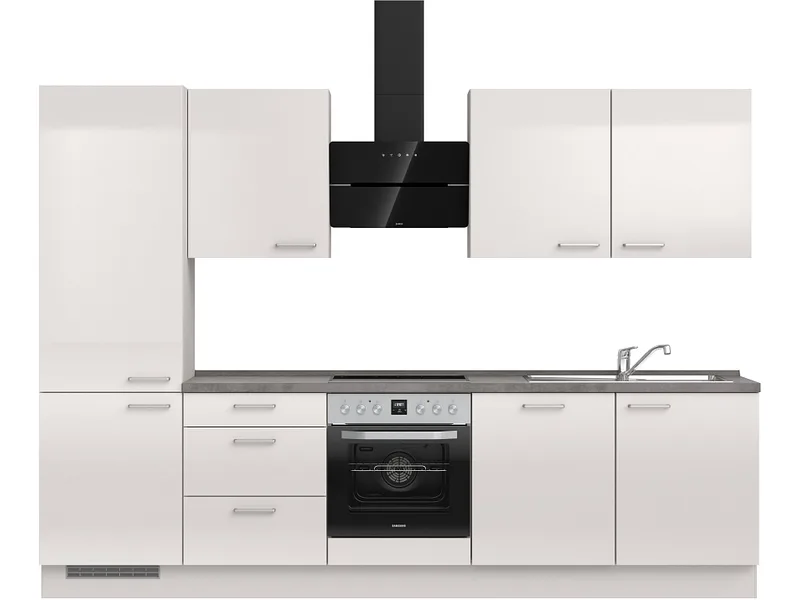 Komplette Küche MODUSET FLASH PREMIUM Seidengrau 60x300cm
