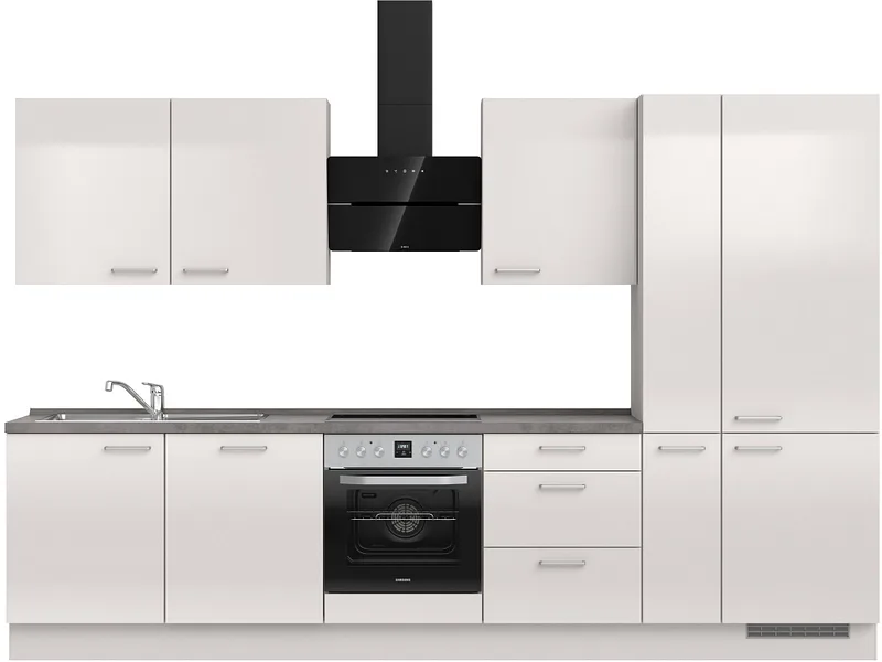 Komplette Küche MODUSET FLASH PREMIUM Seidengrau 60x330cm