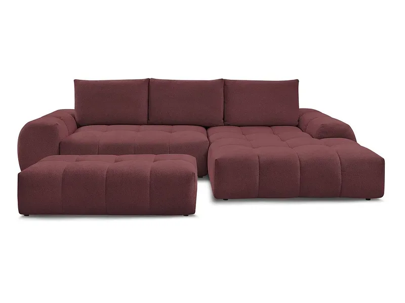 Ecksofa mit Hocker BOBOCHIC EVEREST Stoff chiniert rot