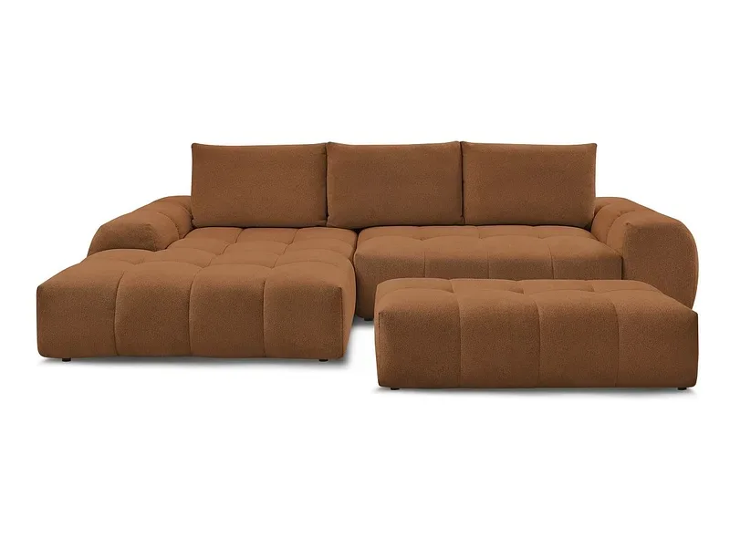 Ecksofa mit Hocker BOBOCHIC EVEREST Stoff chiniert orange