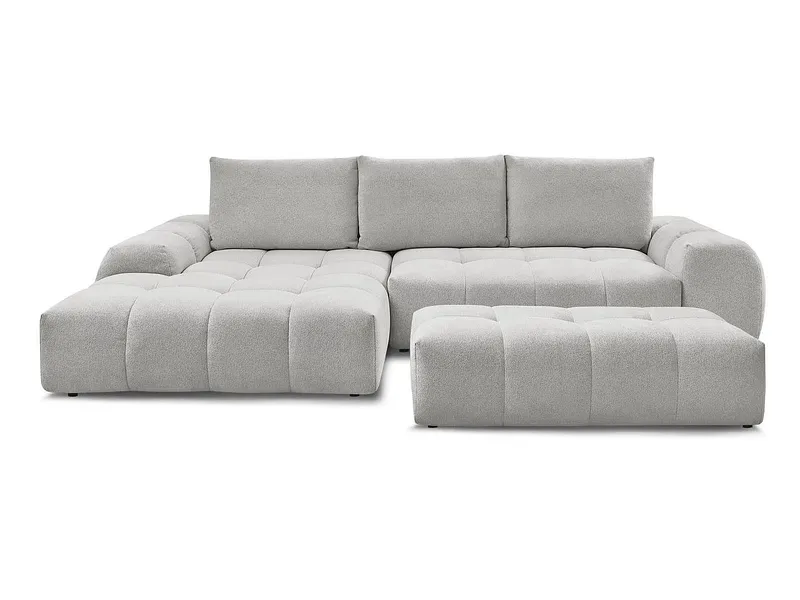 Ecksofa mit Hocker BOBOCHIC EVEREST Stoff chiniert hellgrau