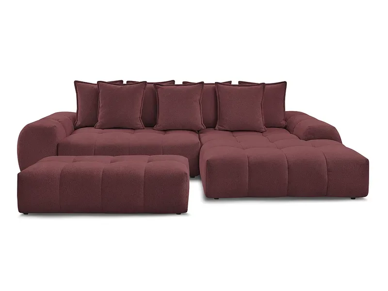 Ecksofa mit Hocker BOBOCHIC EVEREST Stoff chiniert rot