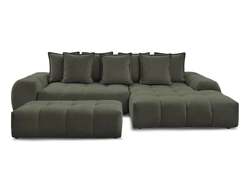 Ecksofa mit Hocker BOBOCHIC EVEREST Stoff chiniert grün