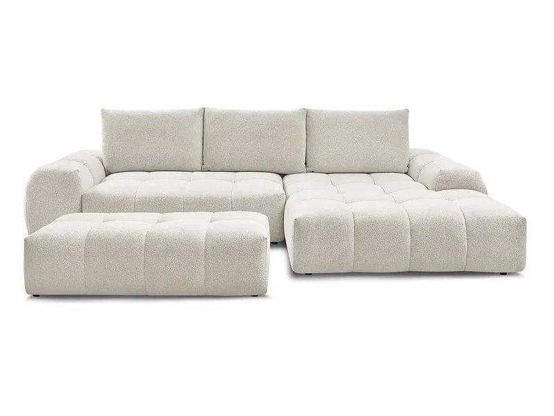 Ecksofa mit Hocker BOBOCHIC EVEREST Stoff chiniert weiss