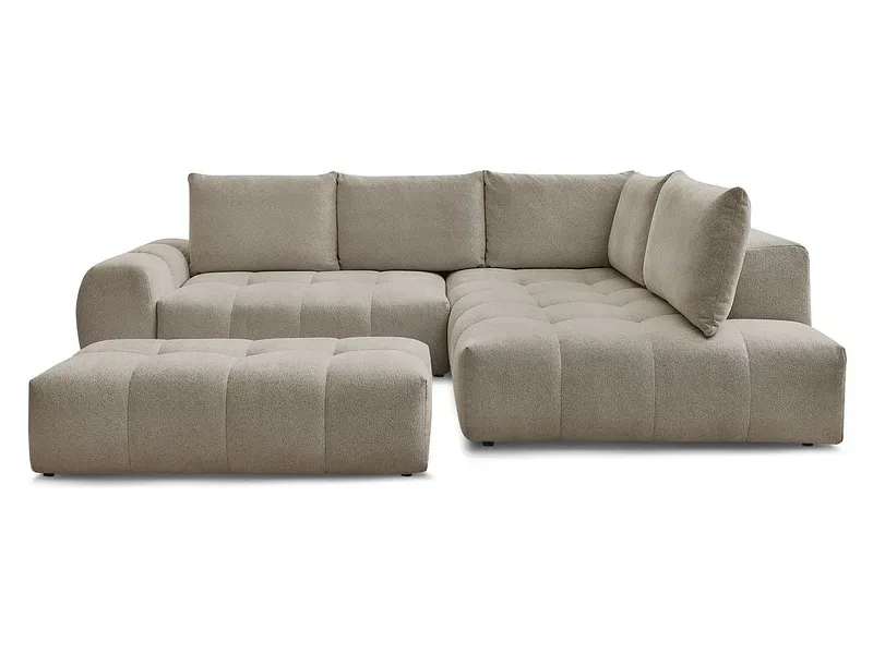 Ecksofa mit Hocker BOBOCHIC EVEREST Stoff chiniert taupe