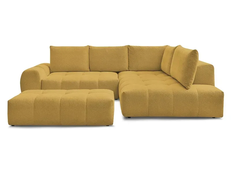 Ecksofa mit Hocker BOBOCHIC EVEREST Stoff chiniert gelb