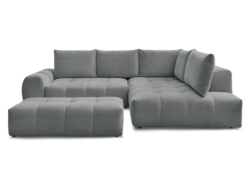 Ecksofa mit Hocker BOBOCHIC EVEREST Stoff chiniert dunkelgrau
