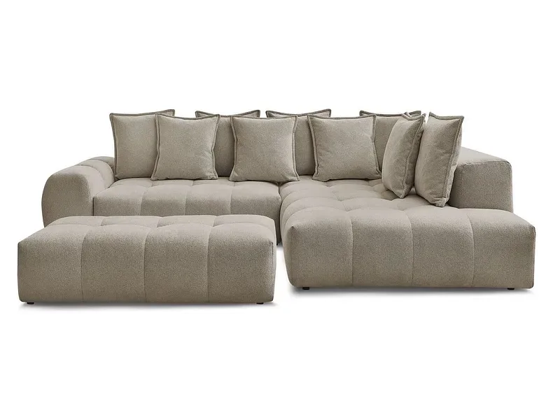 Ecksofa mit Hocker BOBOCHIC EVEREST Stoff chiniert taupe