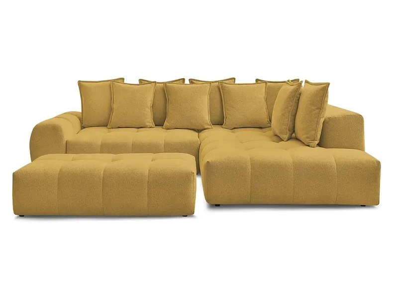 Ecksofa mit Hocker BOBOCHIC EVEREST Stoff chiniert gelb