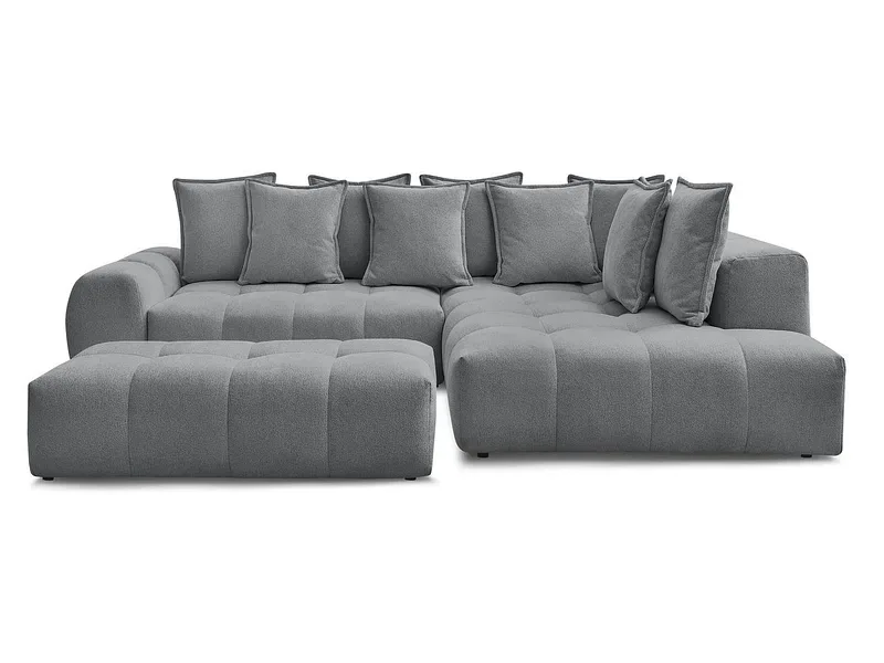 Ecksofa mit Hocker BOBOCHIC EVEREST Stoff chiniert dunkelgrau