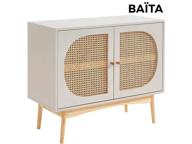 Kommode BAÏTA SIXTINE 2 Türen 40x90x75cm seidengrau melamin