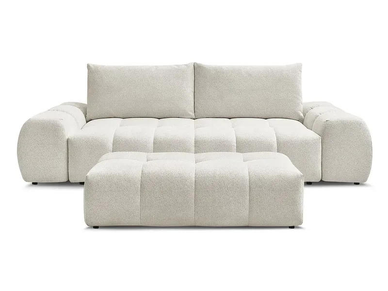 3er Sofa mit Hocker BOBOCHIC EVEREST Stoff chiniert weiss