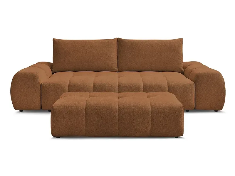 3er Sofa mit Hocker BOBOCHIC EVEREST Stoff chiniert orange