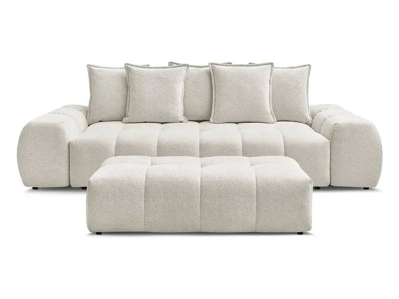 3er Sofa mit Hocker BOBOCHIC EVEREST Stoff chiniert weiss